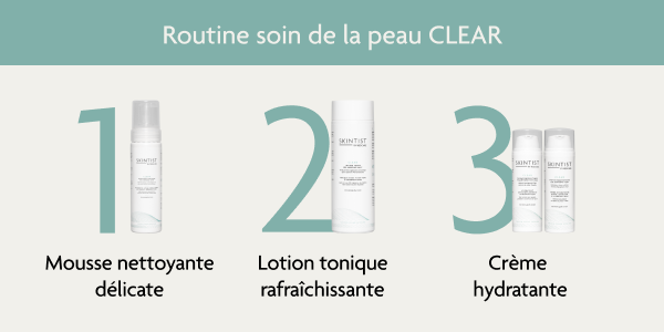 Routine de soinde la peau avec SKINTIST CLEAR