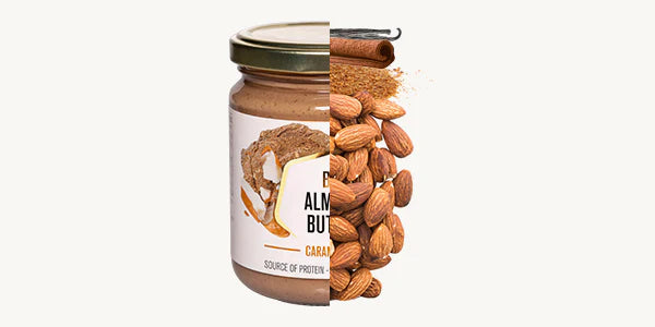 Pot de crème aux amandes bio nu3 et son contenu : amandes, cannelle, vanille...